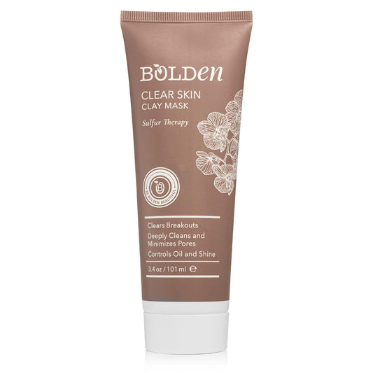 BOLDEN Clear Skin Clay Mask - Deep Pore Cleansing with Sulfur | Oil Reducer for Sensitive Skin | 3.5 fl oz