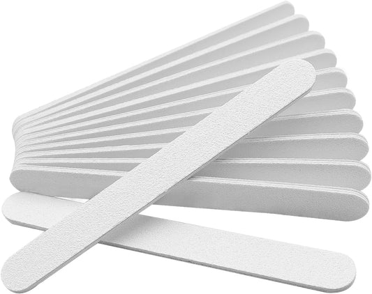 Skiennix White Nail Files - Professional 100/180 Grit Double-Sided Emery Boards | 12 Pack for Manicure & Pedicure