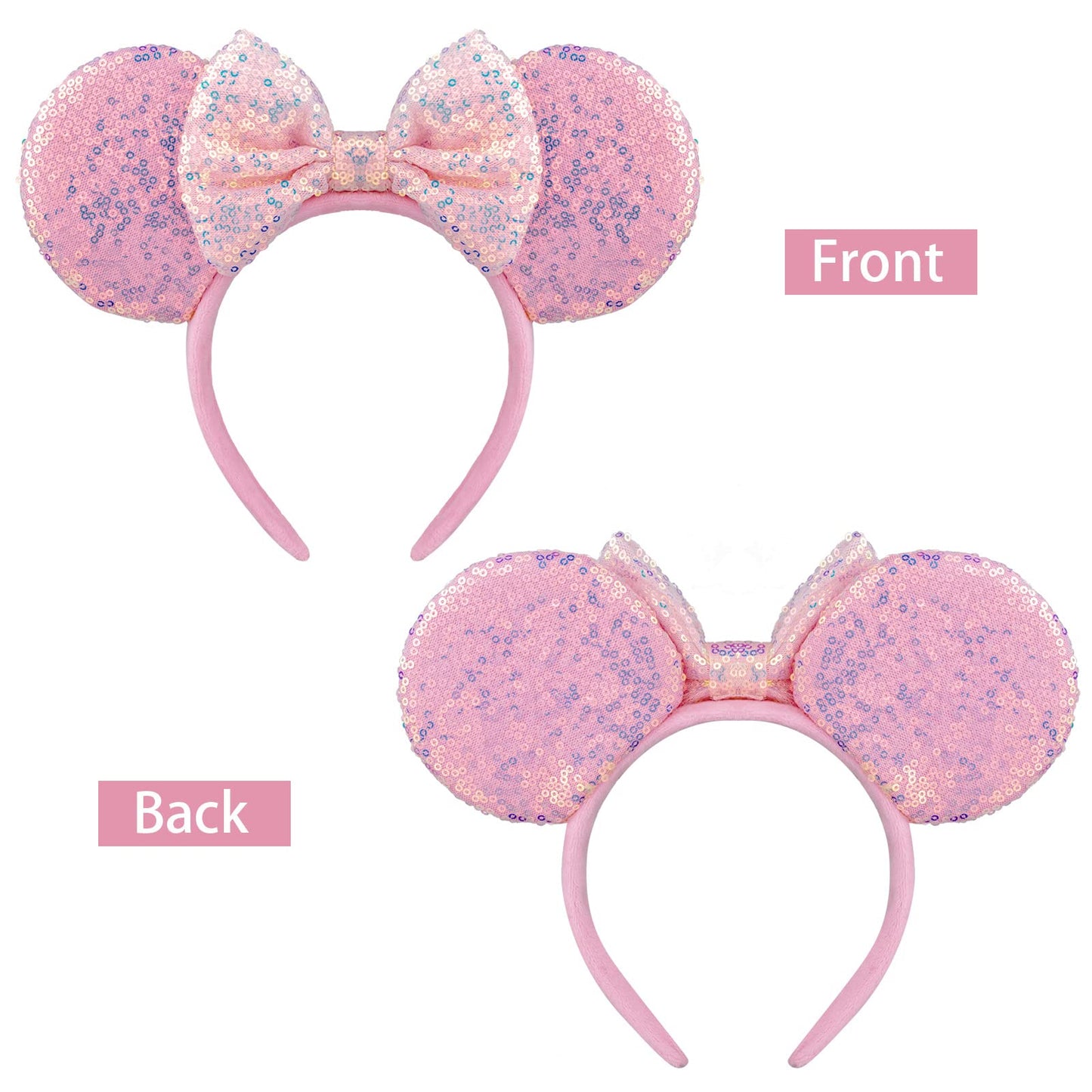 DRESHOW 2 Pack Mouse Ears Bow Headbands Glitter Party Decoration Cosplay Costume for Girls & Women