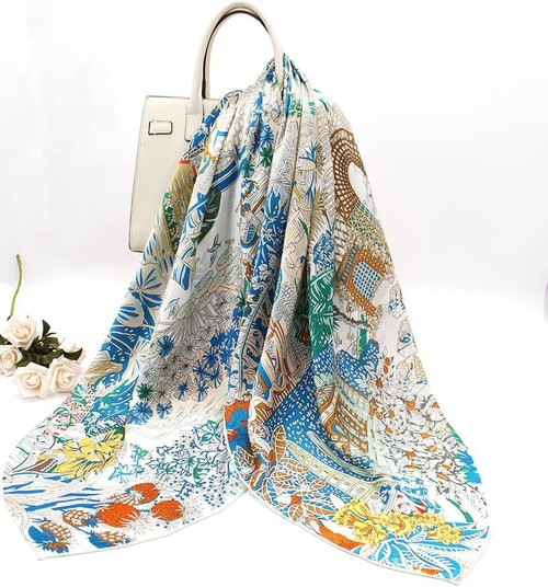 ANDANTINO 100% Silk Scarf - Large 43" Lightweight Square Headscarf & Shawl for Women | Gift-Ready Packaging