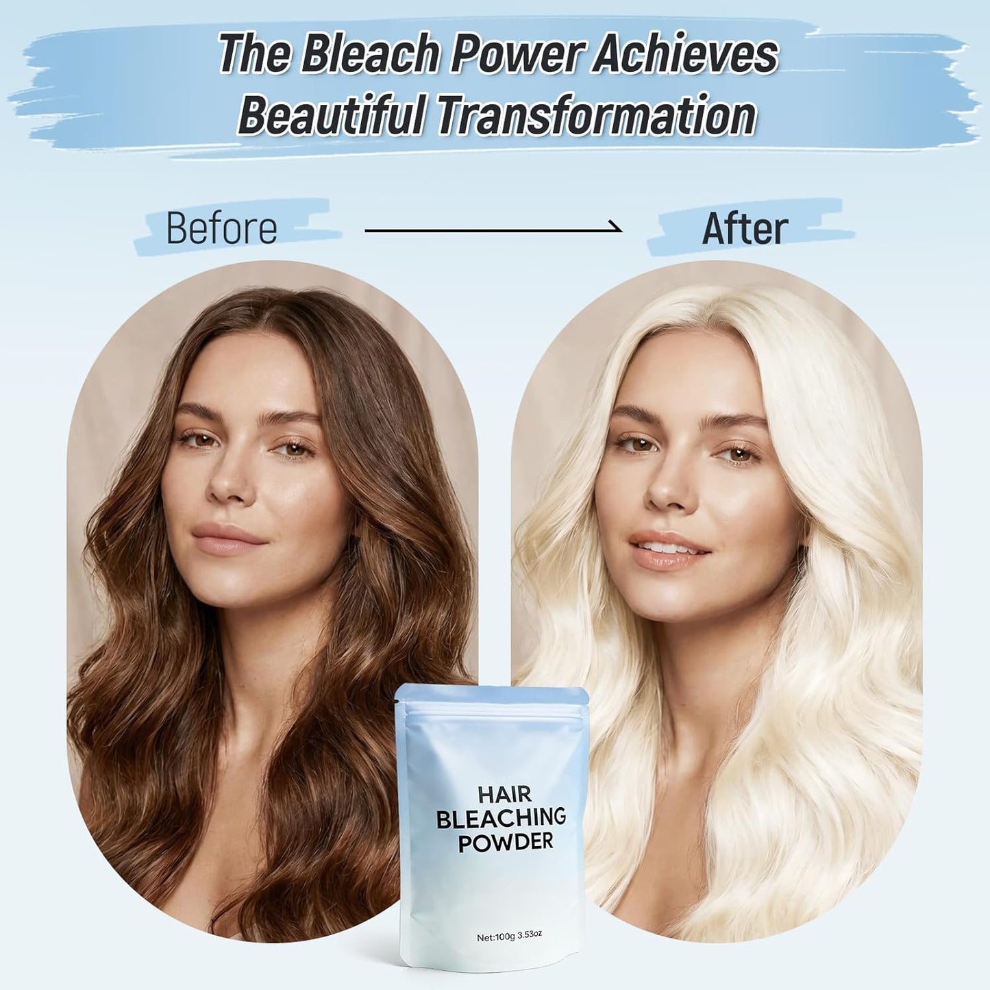 Skiennix Hair Bleach Powder - Professional Lightening Formula for Up to 8 Levels of Lift | 100g/3.53oz
