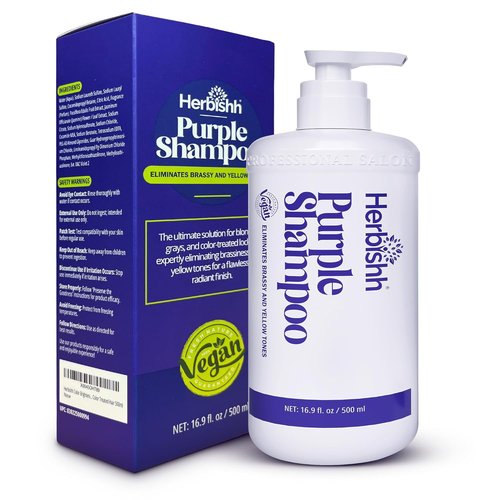 Herbishh Purple Shampoo - Eliminate Yellow & Brassy Undertones | 16.9 fl. Oz, Deep Cleansing & Frizz Control