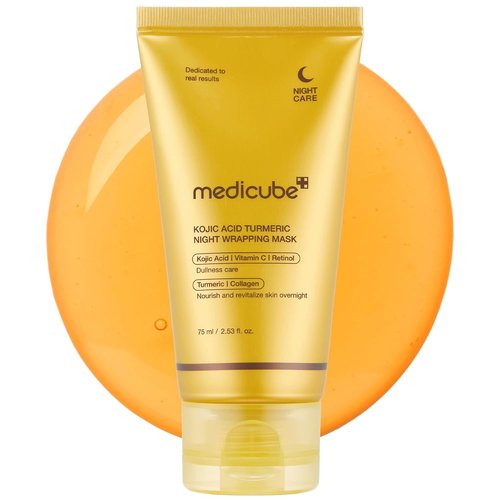 Medicube Wrapping Mask - Kojic Acid, Turmeric & Vitamin C Overnight Peel Off Facial Mask | Brightens & Defends Skin Stress for a Glowing Complexion | Korean Skin Care, 2.53 fl. oz.
