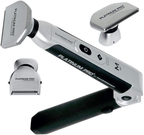 MANGROOMER Platinum Pro Back Shaver - 3 Flex Heads, Power Hinge & Extreme Reach Handle | 4-Piece Set