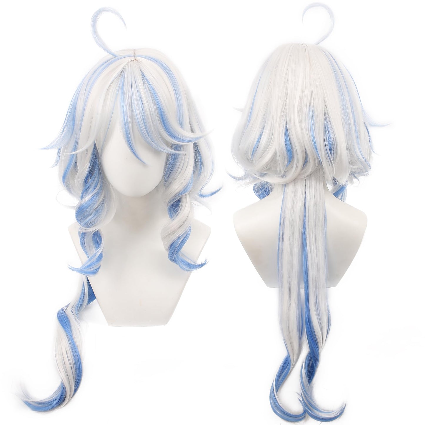 maysuwell Furina Cosplay Wig Genshin Impact Focalors Fontaine Wigs Long Blue Mixed White Hair Synthetic Fabric with Free Wig Cap for Women Comic Con, Cosplay Show