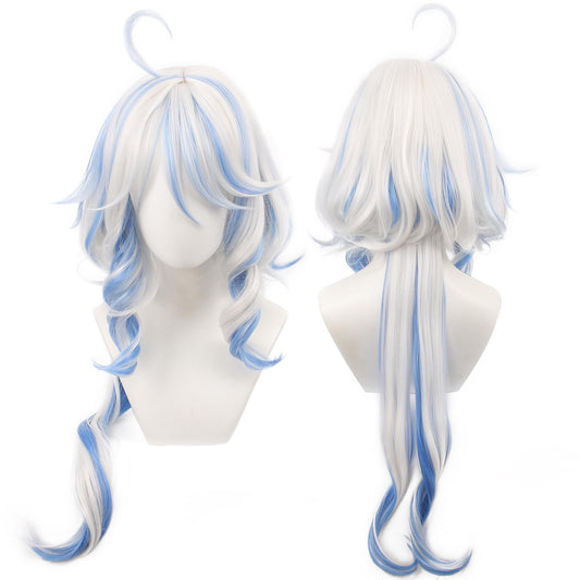 maysuwell Furina Cosplay Wig Genshin Impact Focalors Fontaine Wigs Long Blue Mixed White Hair Synthetic Fabric with Free Wig Cap for Women Comic Con, Cosplay Show