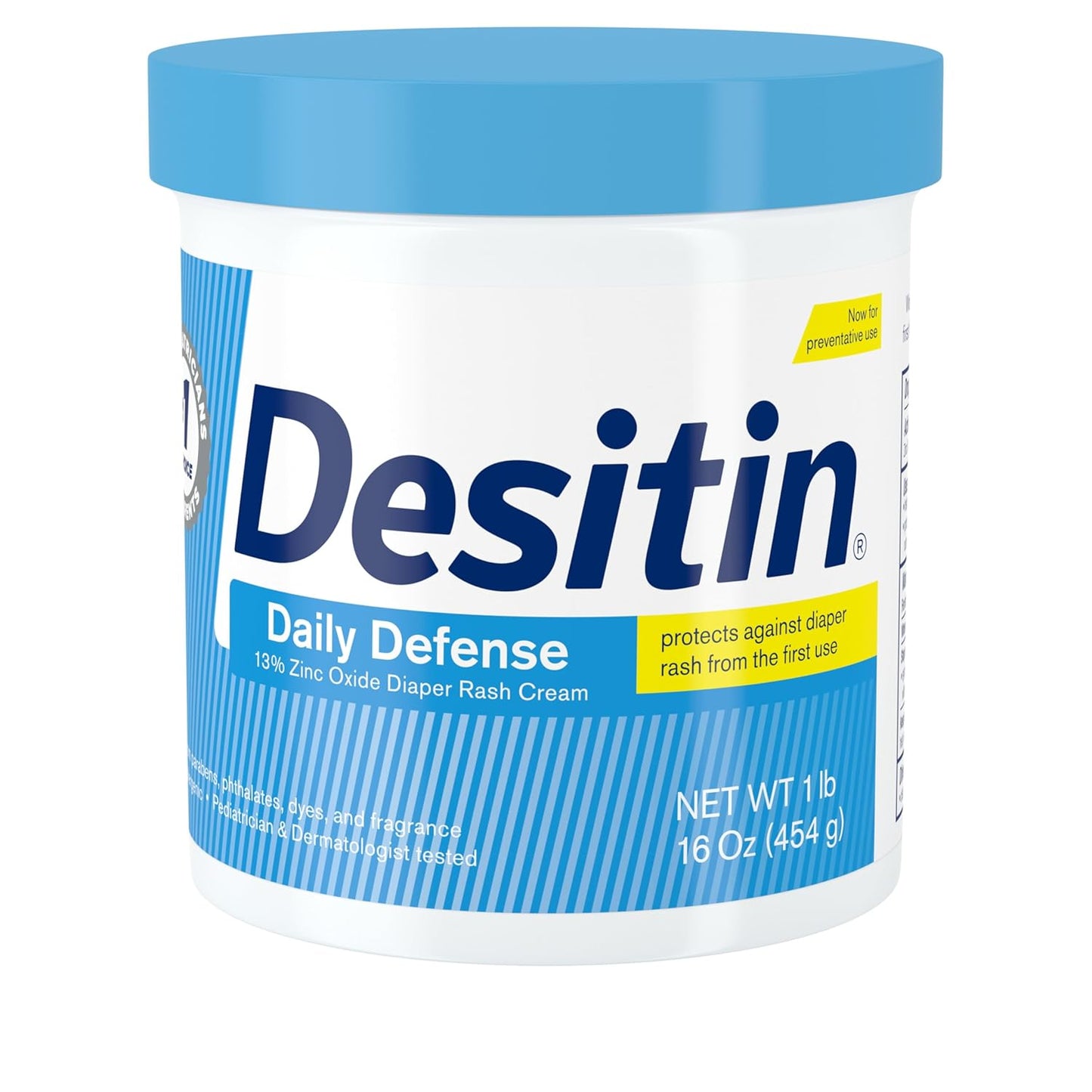 Desitin Daily Defense Diaper Rash Cream - 13% Zinc Oxide, Hypoallergenic & Paraben-Free, 16 oz