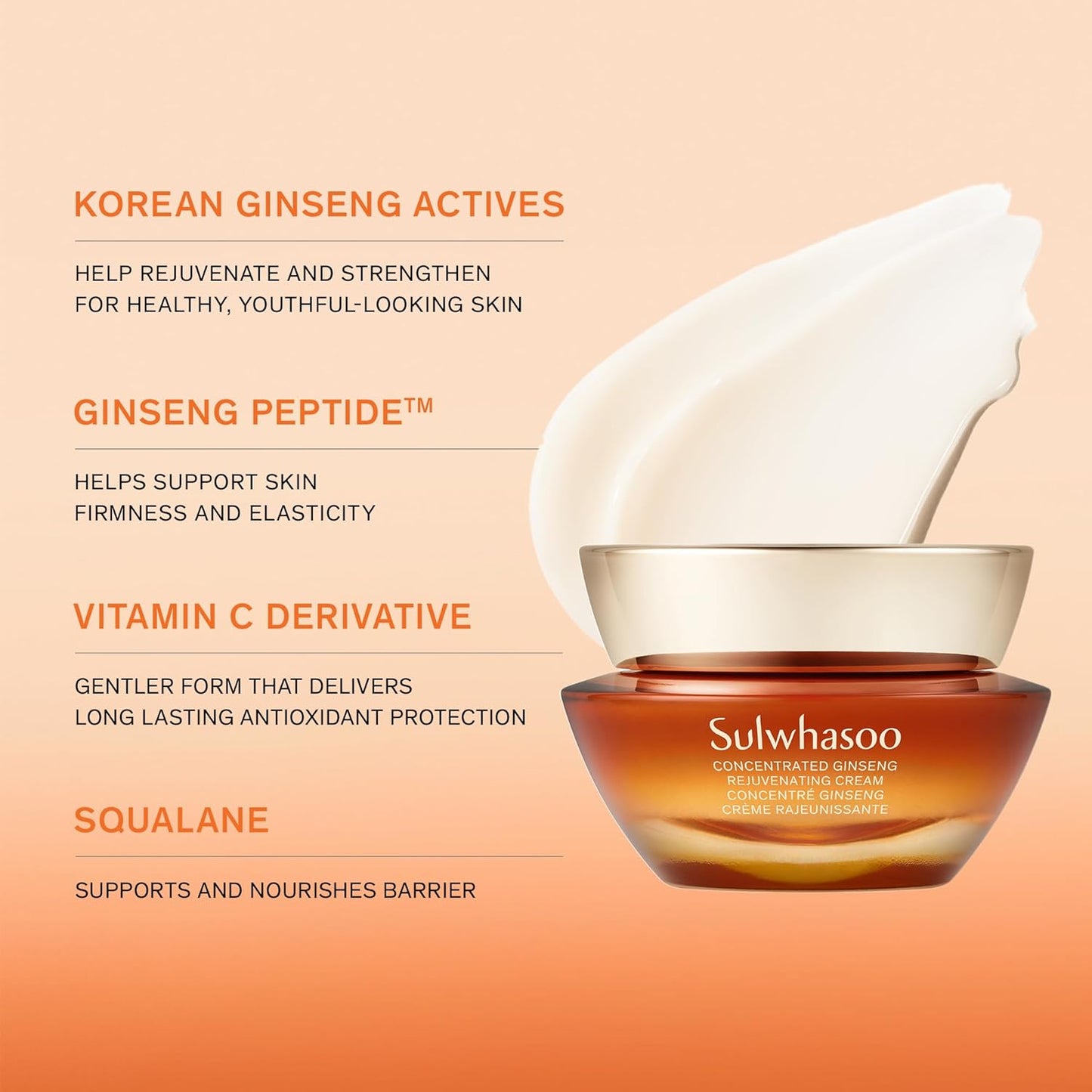 Sulwhasoo Concentrated Ginseng Rejuvenating Cream - Anti-Aging Moisturizer with Peptides & Vitamin C, Deep Hydration