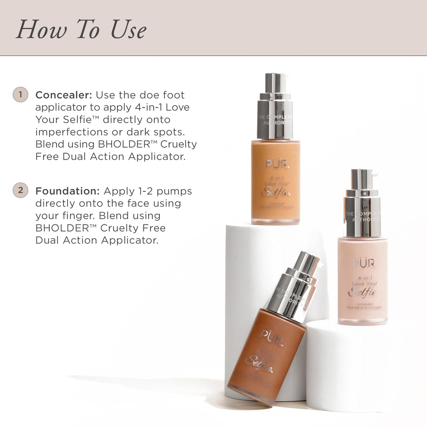 PUR Beauty 4-in-1 Love Your Selfie Foundation & Concealer - Longwear Full Coverage Liquid Makeup Foundation with Hydrating Blend for Refined-Looking, Natural Beauty Glow, Skin Texture & Tone