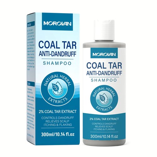 Morovan Coal Tar Dandruff Shampoo: 2% COAL TAR Extract for Severe Dandruff, Psoriasis & Itchy Scalp | Medicated Treatment for Seborrheic Dermatitis - Effective Flake and Itch Control.