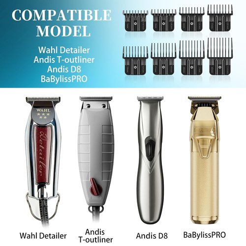 BaBylissPRO Trimmer Guards - 8 Premium Replacement Guards with Metal Spring Clip | Fits FX787 & FX726, 1/32-5/4 Inch