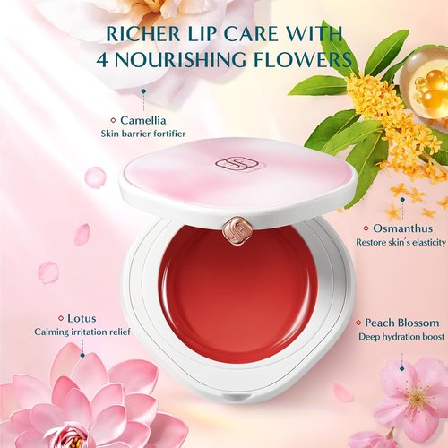 FLORASIS Dewy Touch Tinted Lip Balm - Nourishing Lip Mask for Dry Lips | 01 Aromatic Peach, 1 Count