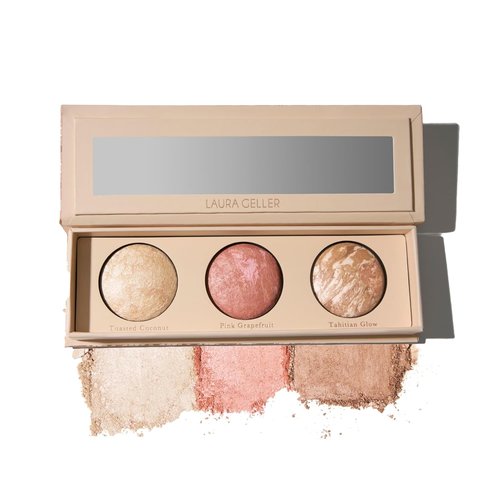 Laura Geller New York Lift-N-Glow Baked Trio Palette - Highlighter, Blush & Bronzer for All Skin Tones