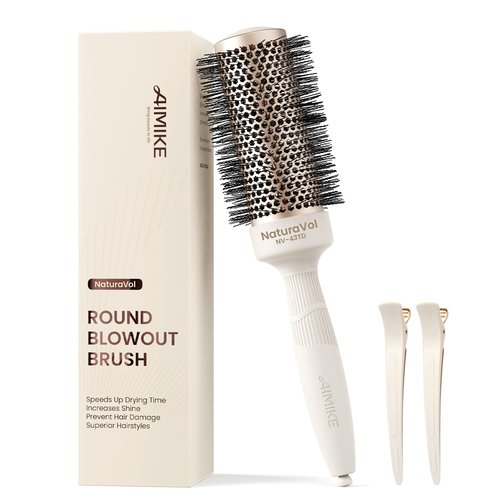 AIMIKE Round Brush for Blow Out, NaturaVol Medium Round Hair Brush for Fine Hair with Nano Thermal Ceramic Tech, for Blow Drying & Styling, Adds Volume & Smoothness (1.7 Inch Barrel, 2.5 Inch Bristle)