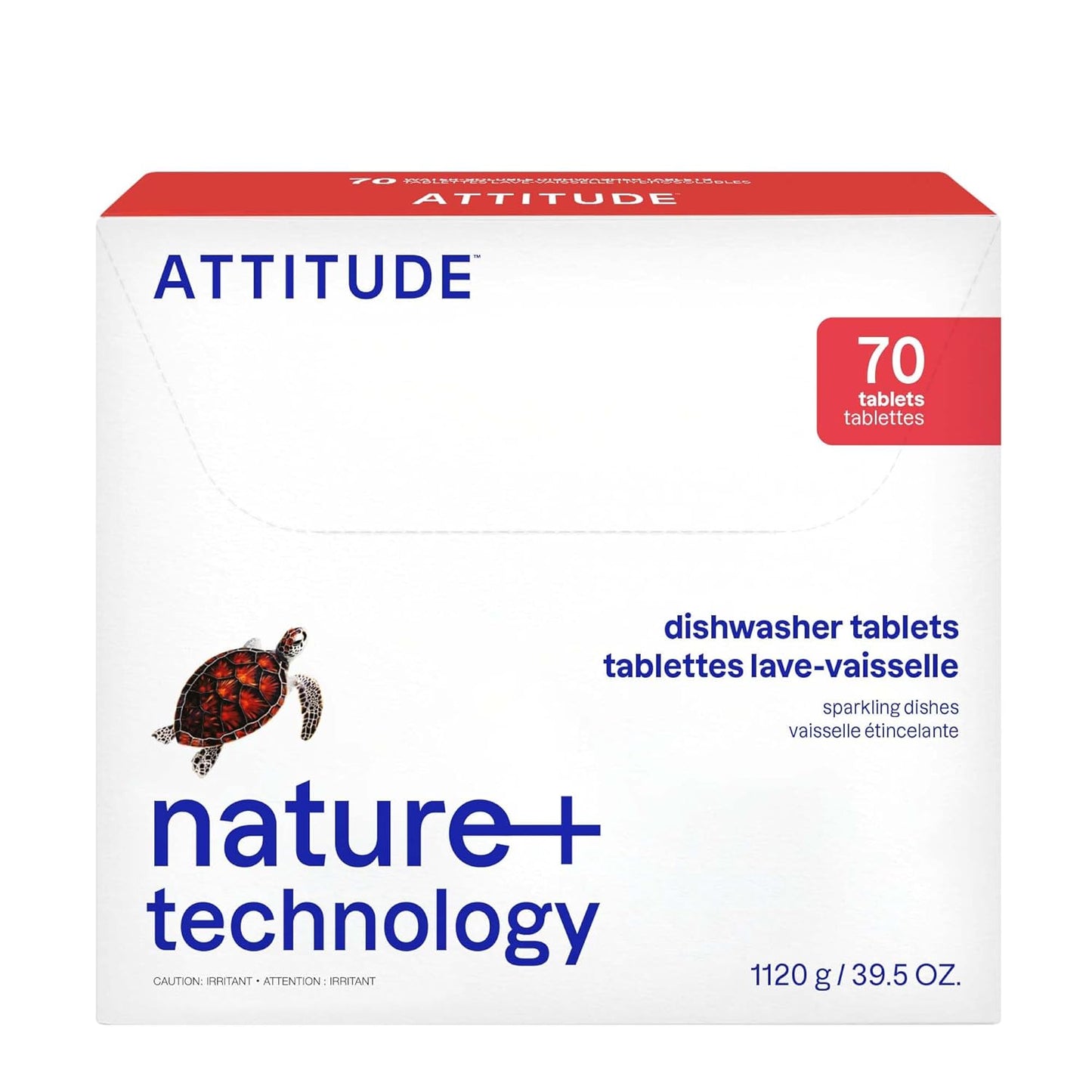 ATTITUDE Dishwasher Pods - Plant-Based Vegan Detergent Tablets | Phosphate-Free, Unscented, 70 Count