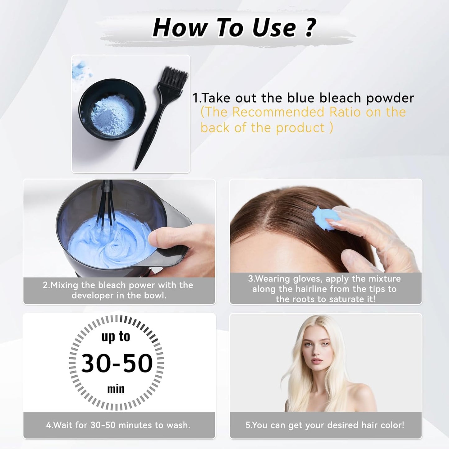 Skiennix Hair Bleach Powder - Professional Lightening Formula | Gentle & Strong, 100g for DIY Blonde Highlights