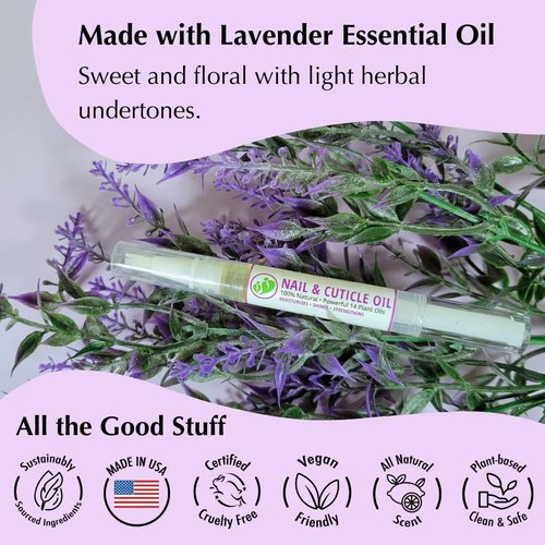 Mona Brands All Natural Nail Oil Cuticle Pen - Restores & Protects Damaged Cuticles | Moisturizes & Strengthens | Lavender (2.5 mL)
