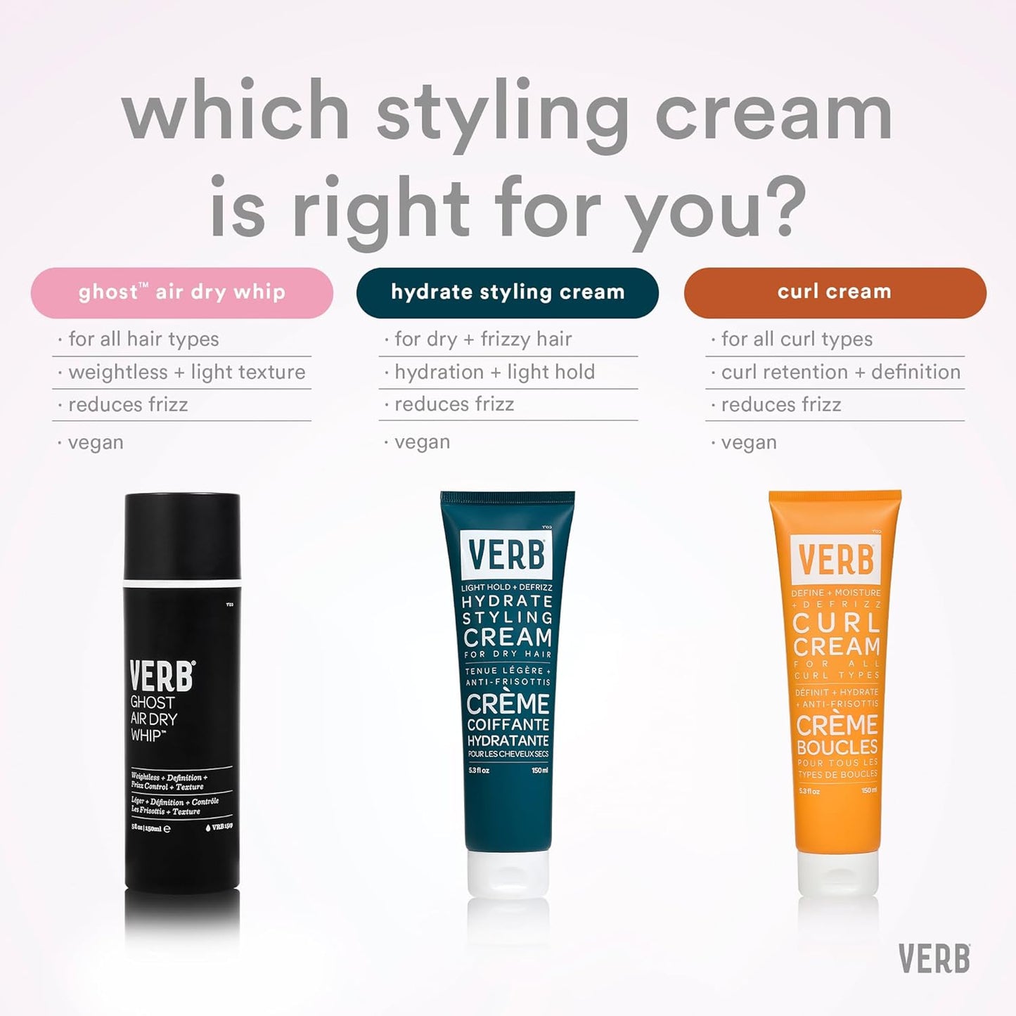 VERB Hydrate Styling Cream - Smooths Frizz & Adds Moisture for Dry Hair - Amber & Warm Jasmine Scent