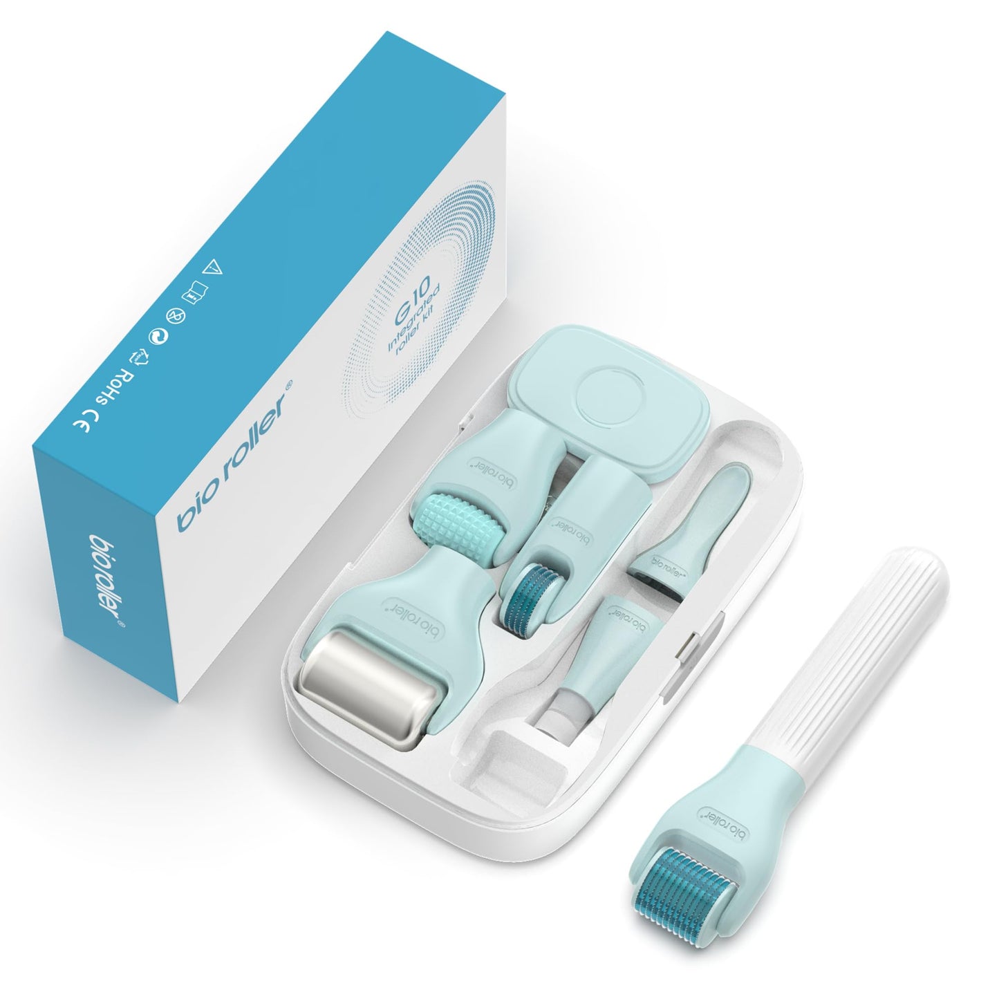 Gdbanlimi 10 in 1 Derma Roller Kit, 0.25mm Microneedling Roller Microneedle Derma Roller with, Facial Beauty Roller Skin Care Tools, 10 Replaceable Heads and Storage Case