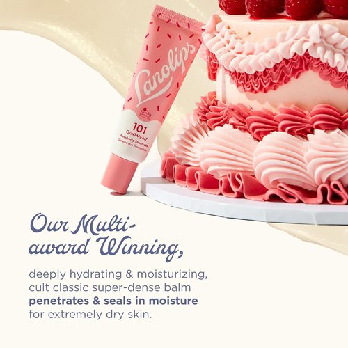 Lanolin 101 Multipurpose Ointment - Healing Lip Balm & Skin Moisturizer - Raspberry Shortcake (0.35 oz)