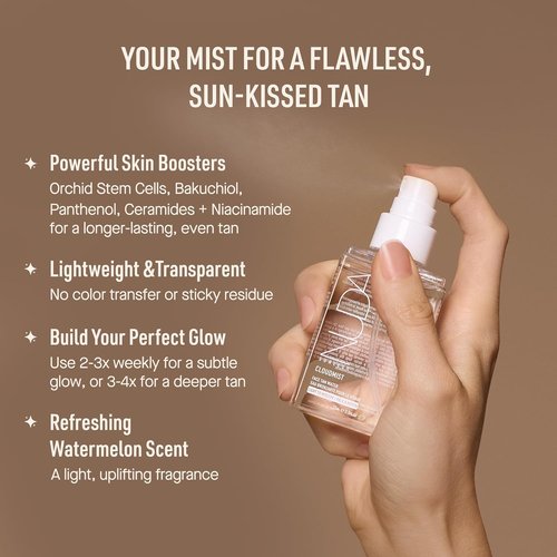 Nuda CloudMist Face Tan Water - Buildable Facial Tanning Mist for Light to Medium Skin | Infused with Vitamins & White Tea | 2.5 Fl Oz