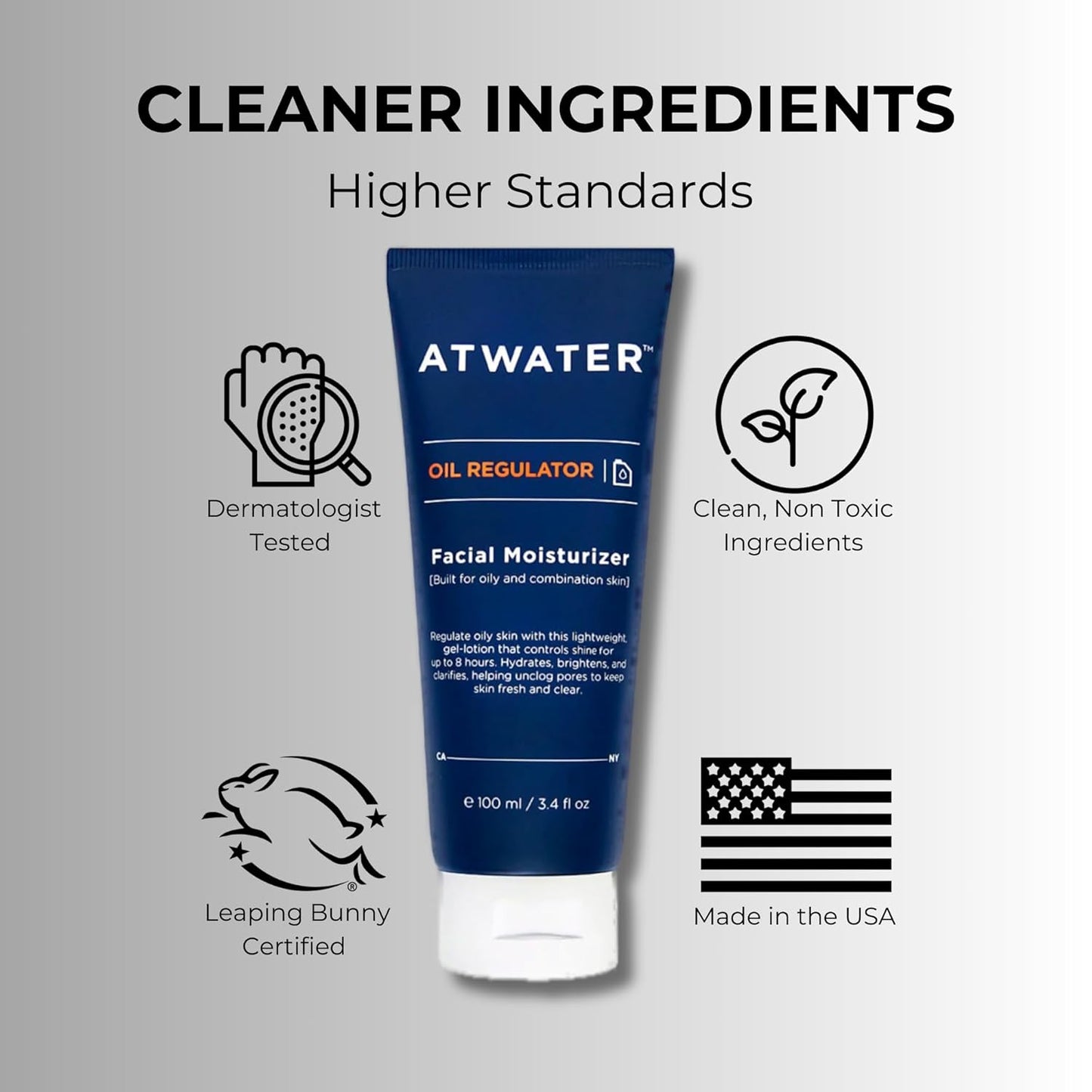 ATWATER Men's Face Moisturizer - Oil Control Complex with Salicylic Acid & Niacinamide, 3.4 oz