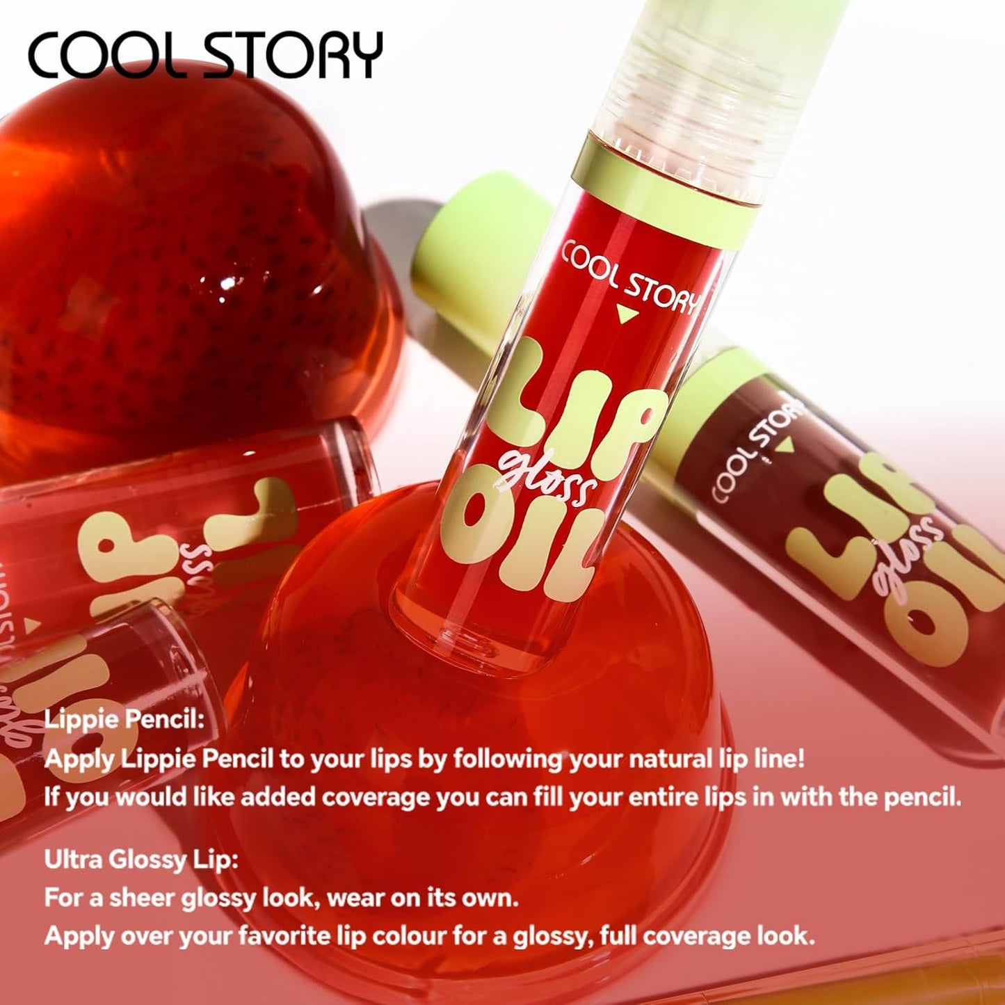 COOL STORY Lip Gloss and Liner Set - Ultra Glossy Finish, 2-Piece Combo for Stunning Lips
