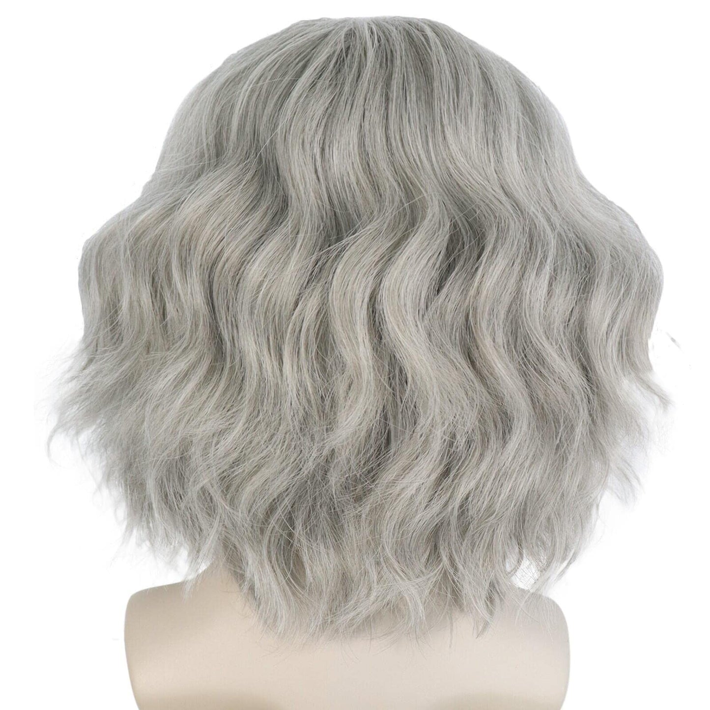 HUNIGIR Gray Mens Wig Short Wavy Wig Silver Gray Male Wig Heat Resistant Synthetic Old Man Halloween Cosplay Costume Wig (Gray)