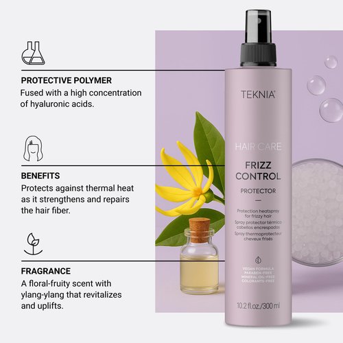 LAKMÉ Teknia Frizz Control Protector, Anti Frizz Heat Protection Spray for Frizzy or Curly Hair, Heat Protectant Spray, 10.2 Fl Oz