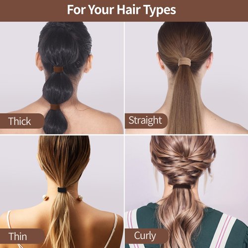 150 Pcs Seamless Elastic Hair Ties No Damage for Thick & Thin Hair, Ponytail Holders, Elastics, Soft Pony Tails Bands for Women, 4 Neutral Colors