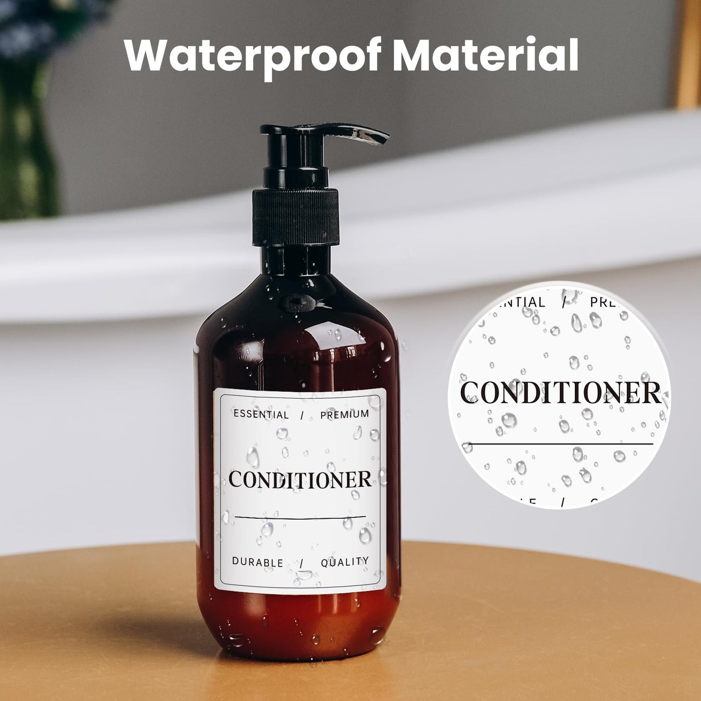 Liba Waterproof Bottle Labels 24 PCS, Shampoo, Bathroom Soap and Conditioner Dispenser Label Stickers, Suitable for Glass/Plastic Spray Bottles(White)