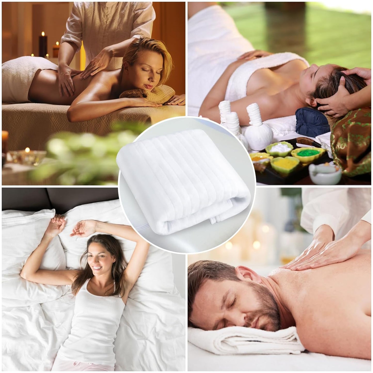 Skiennix Electric Heating Pad - Six Heat Settings & Digital Control | 72.8" x 30" Massage Table Warmer with Overheat Protection - White