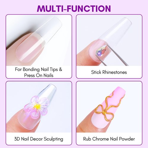 Makartt Solid Nail Glue Gel: Extra Strong Gel Nail Glue for Press On Nails & Fake Tips Long-Lasting Strong Adhesion Nails Glue for Acrylic Nails Clear 3D Gels for Nail Art Home Salon UV Light Cured