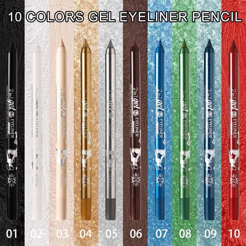 Evpct White Gel Glitter Eyeliner Pencil Set - Waterproof & Smudge-Proof for Stunning Eye Makeup | 1 Piece
