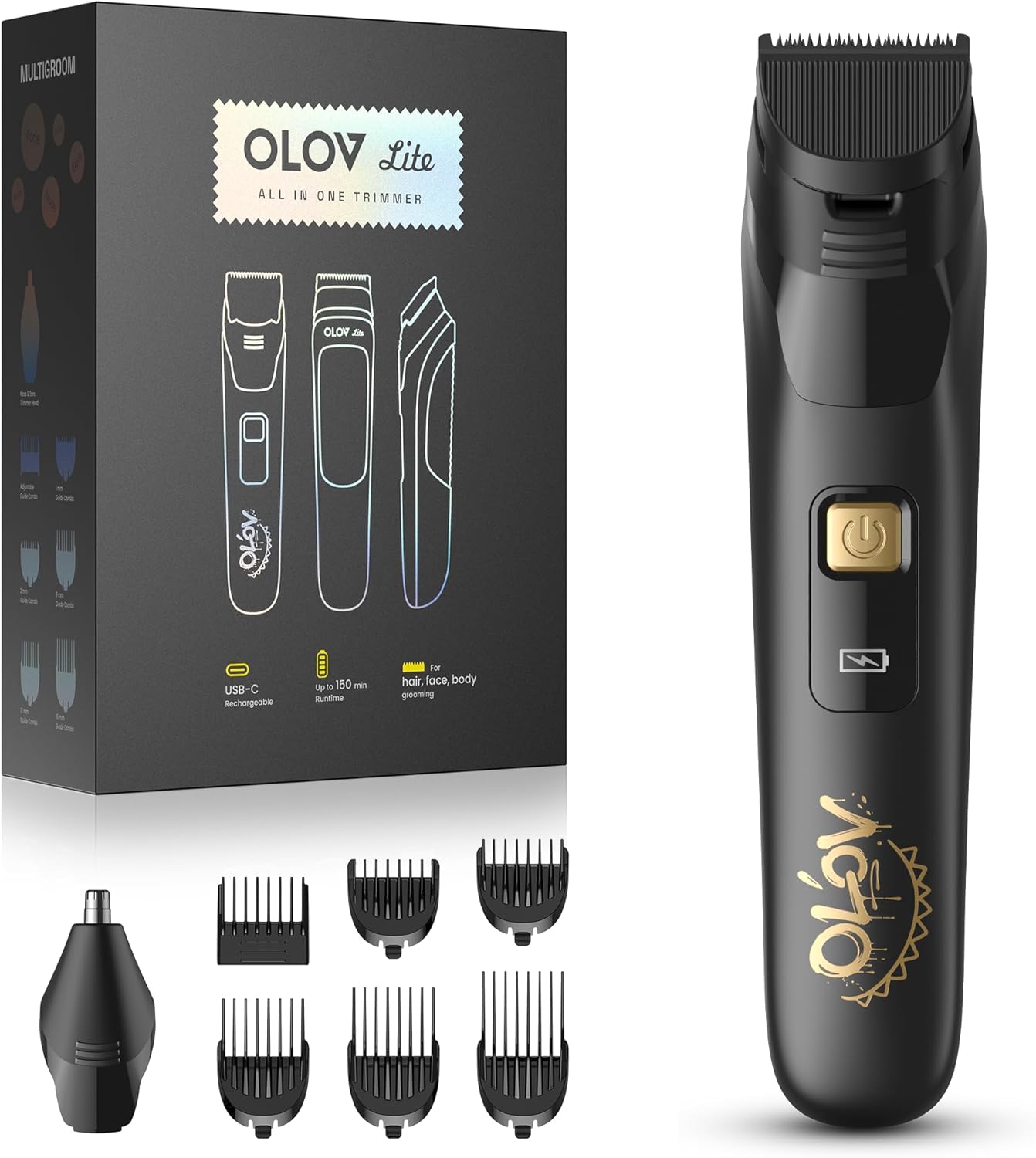 Skiennix 10-in-1 Electric Grooming Kit - Beard Trimmer, Nose Hair Trimmer & Razor | Cordless, Gift-Ready (Black)