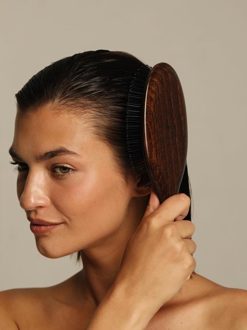 BUR BUR Mermaid Brush - Wet Detangling Hair Brush | Flexible Nylon Bristles & Wooden Handle | Scalp Massager
