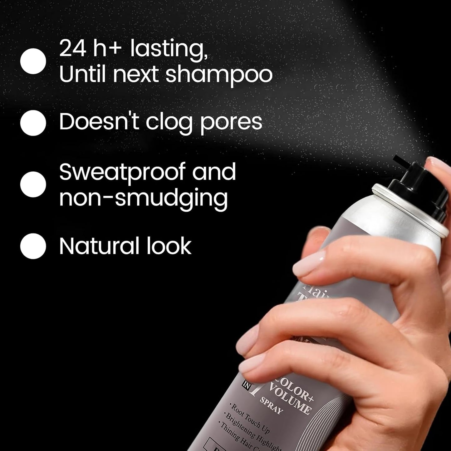 VOLLUCK Hair Thickening Fibers Spray - Temporary Dark Brown Root Concealer for Men & Women | Sweatproof Coverage
