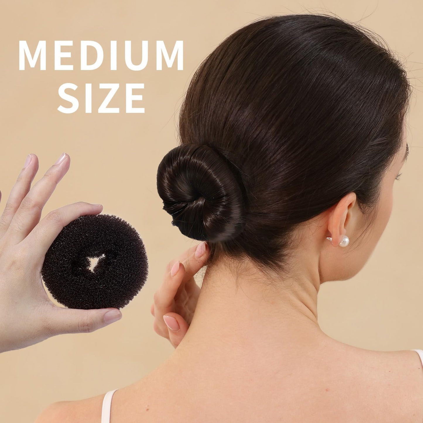 FANDAMEI Hair Bun Maker for Kids, 4PCS Donut Hair Bun Maker Small with 4PCS Extra Small Hair Buns Kit. Small Ballet Hair Bun Maker for Kids, Hair Bun Set with Elastic Hair Ties, Hair Pins.(Brown)