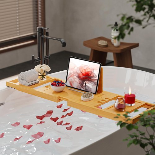 Bathtub Tray,Bath Tray for Tub,Bath Tub Tray Wood,Bath Caddy Tray for Bathtub,Bathtub Trays for Tub, As Gifts for Women Or House Warming Gifts New Home