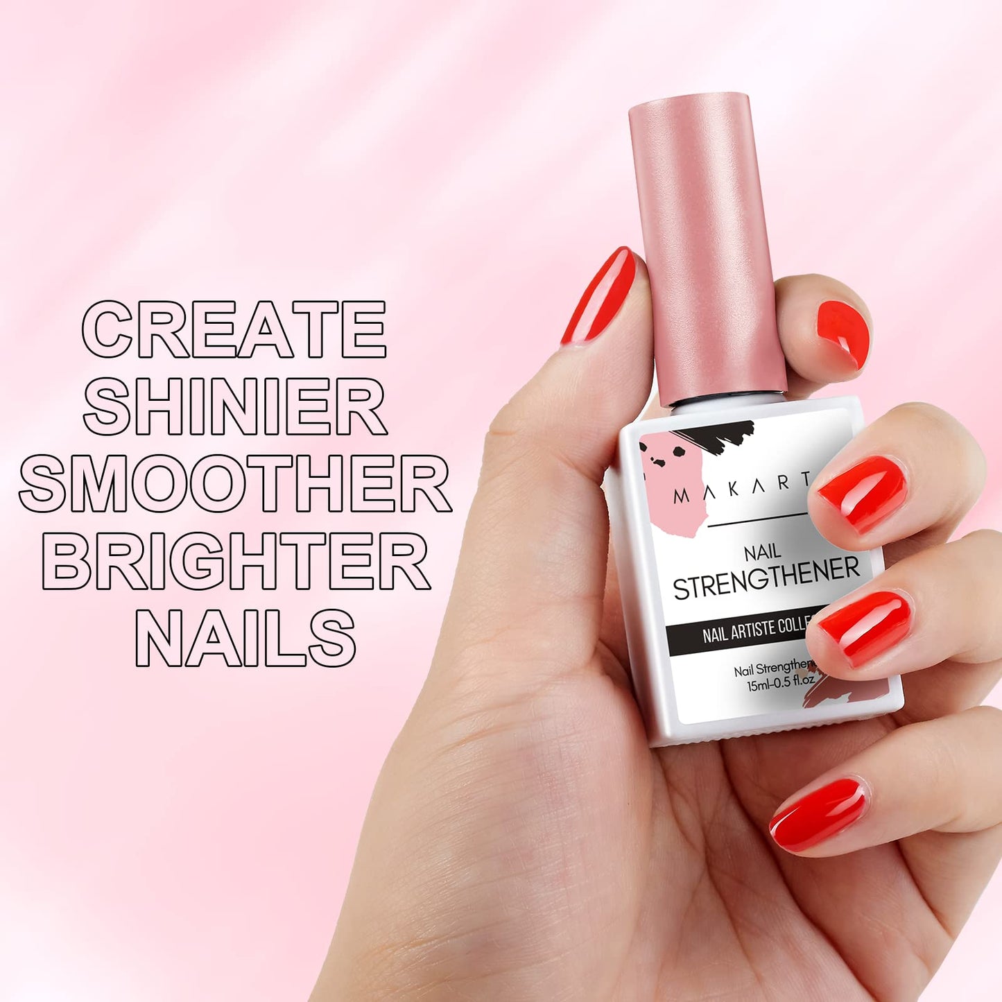 Makartt Gel Nail Strengthener Reinforce Polish, Nail Strengthening Repair Polish Nail Hardener for Treating Weak Damaged Peeling Nails Clear Soak Off Gel Lacquer Long Lasting Professional DIY Nail Art