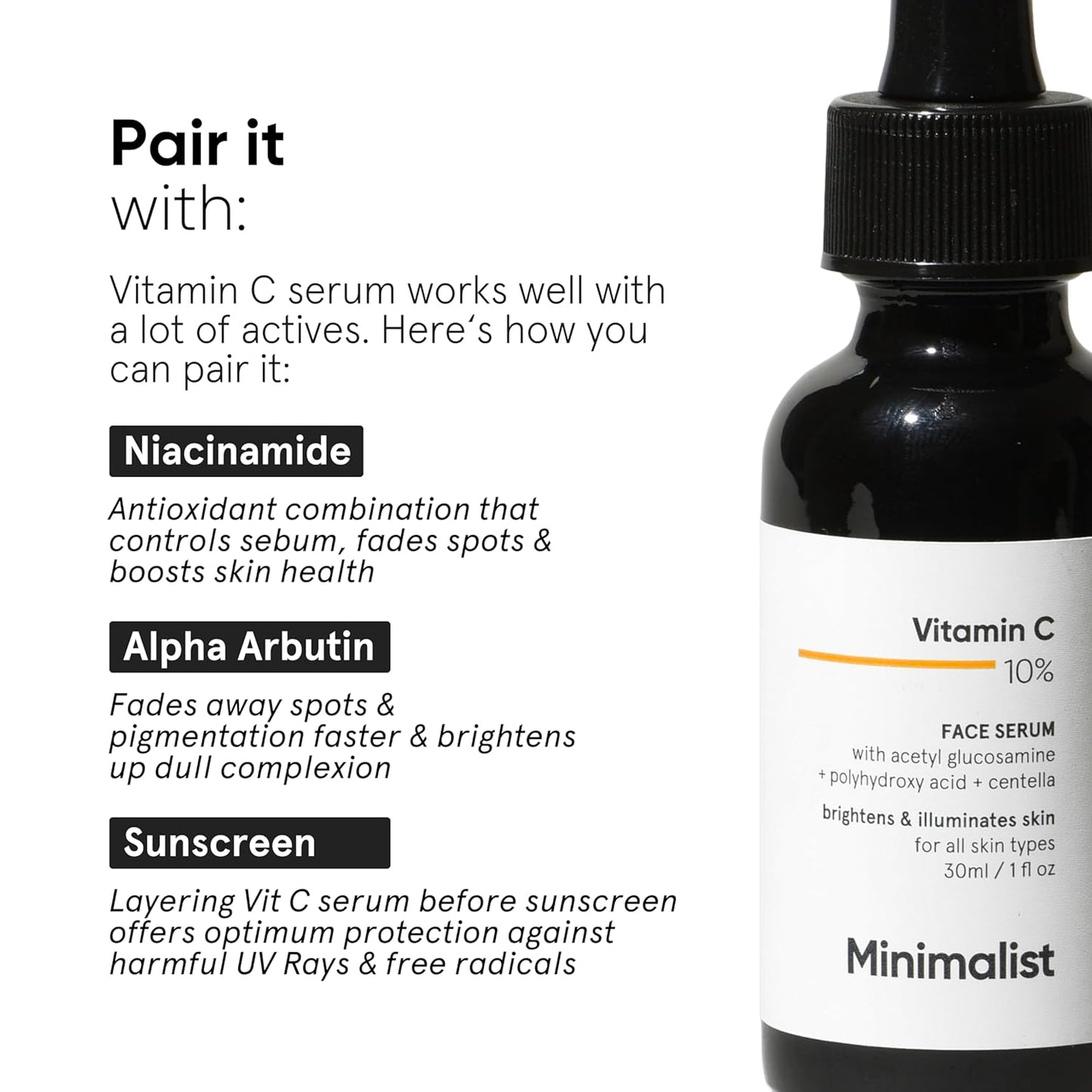 Skiennix 10% Vitamin C Serum - Brightening & Hydrating Formula for All Skin Types | 1 Fl Oz / 30 ml