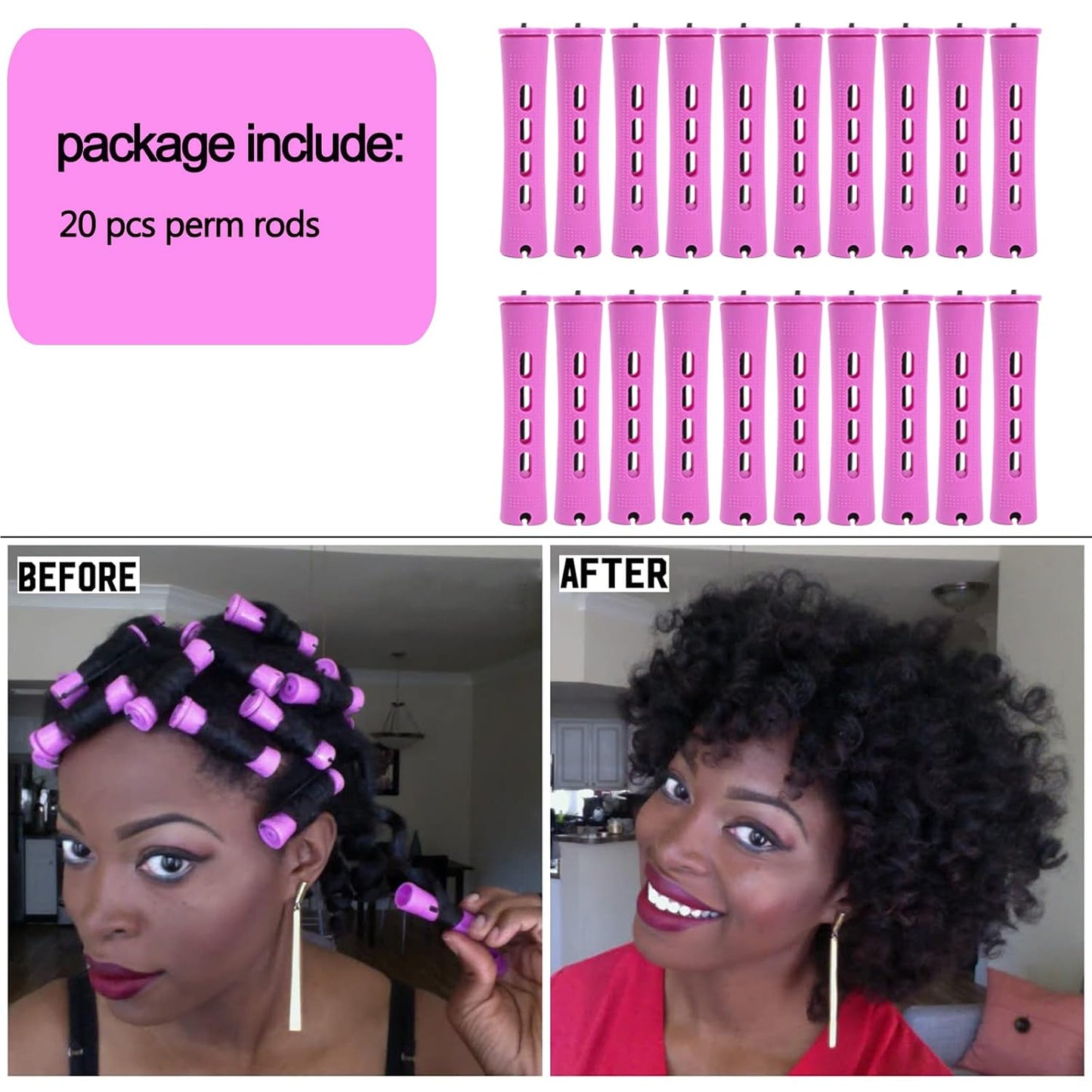 Skiennix 20-Piece Women's Perm Rods Set - Cold Wave Hair Rollers for All Hair Lengths | Purple