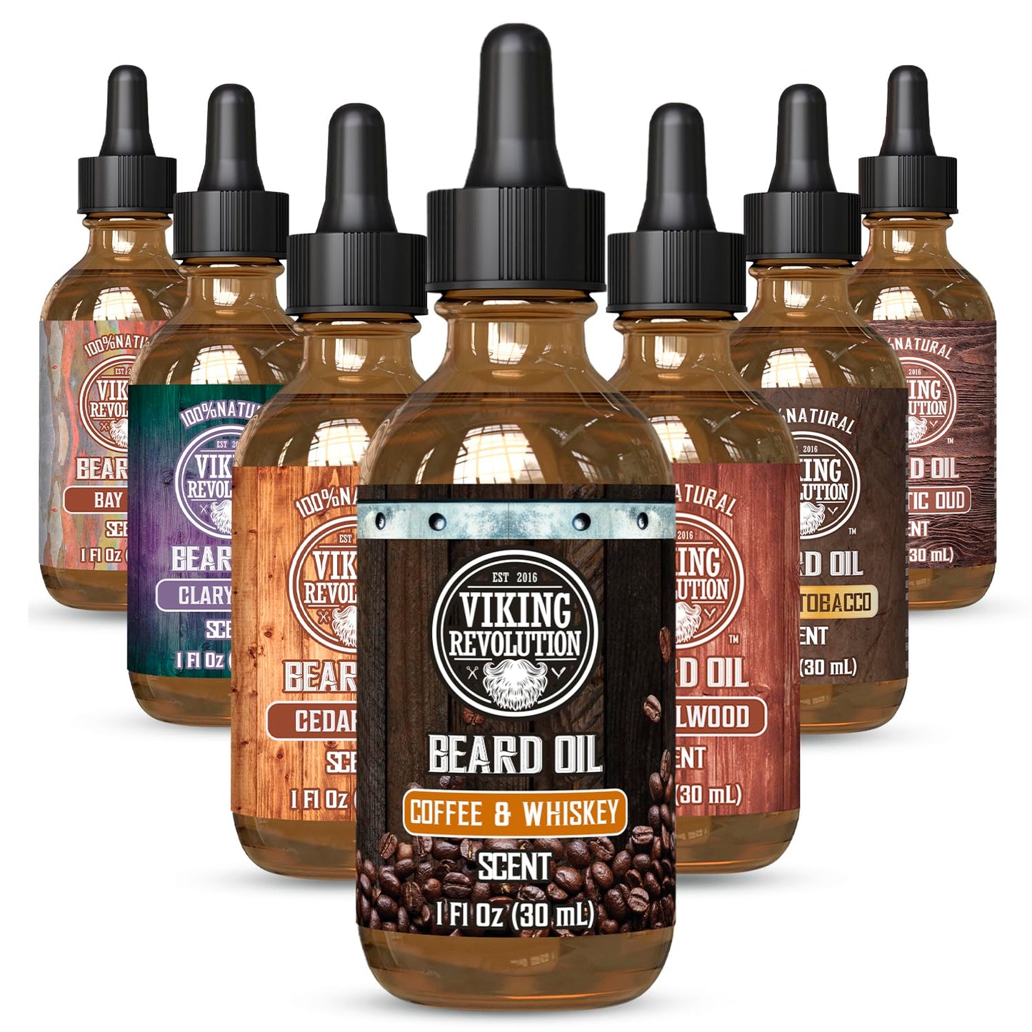 Viking Revolution Coffee Whiskey Beard Oil - Natural Argan & Jojoba Oil Softener | Moisturizes & Strengthens (1 Pack)