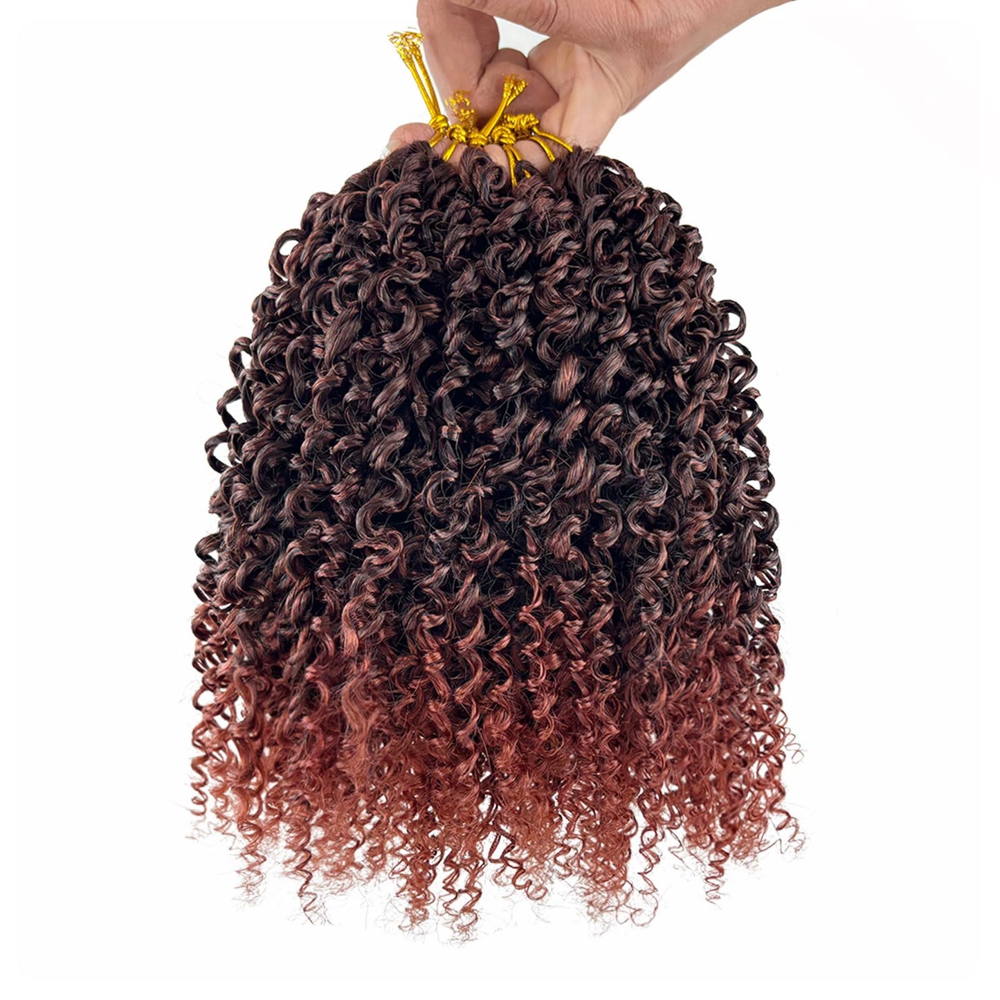 Yanky Twist Crochet Hair Pre Looped 8 Inch Mini Twist Crochet Braids Hair 1B 350 Ombre Red Copper Micro Senegalese Twists crochet hair Pre-looped Synthetic Curly Braiding Hair Extension