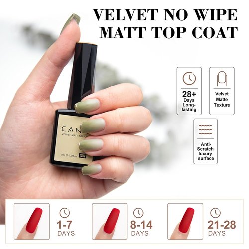 CANNI Matte Top Gel Nail Polish - 9ML Long-Lasting Soak Off UV LED Gel for Stunning DIY Nail Art