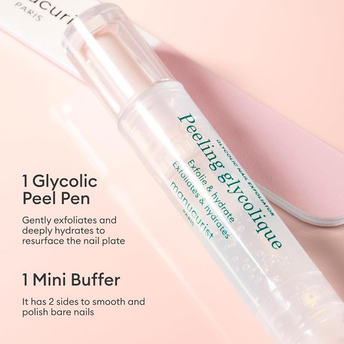 Manucurist Japanese Manicure Kit - Natural Glycolic Exfoliating Peel & Nail Buffer Block | Achieve Shiny Nails Without Polish