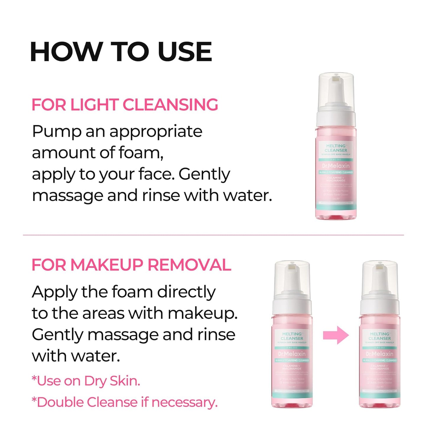 Dr. Melaxin Melting Cleanser - Hypoallergenic Makeup Remover with Quick Bubble, 150ml