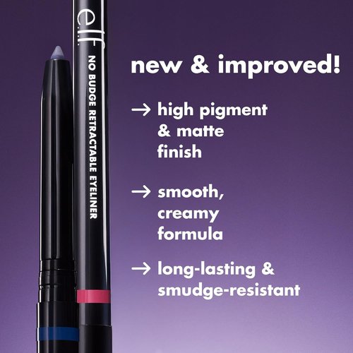 e.l.f. No Budge Retractable Eyeliner - Creamy, Ultra-Pigmented & Waterproof for Bold Lines | Black