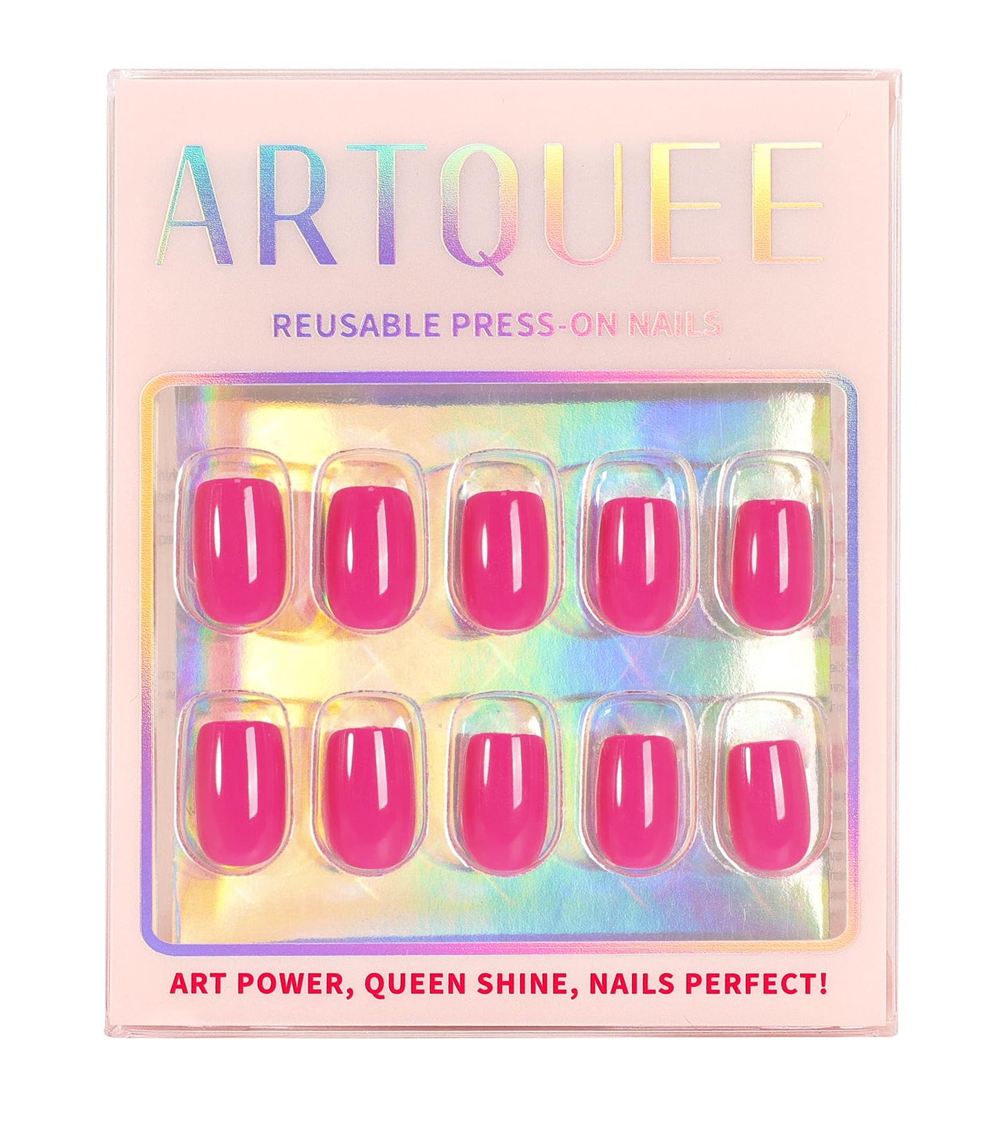 Artquee Press on Nails Short Soft Nude Square False Tips Glossy Reusable Fake Stick on Nails Kit for Women - 30 PCS 15 Sizes
