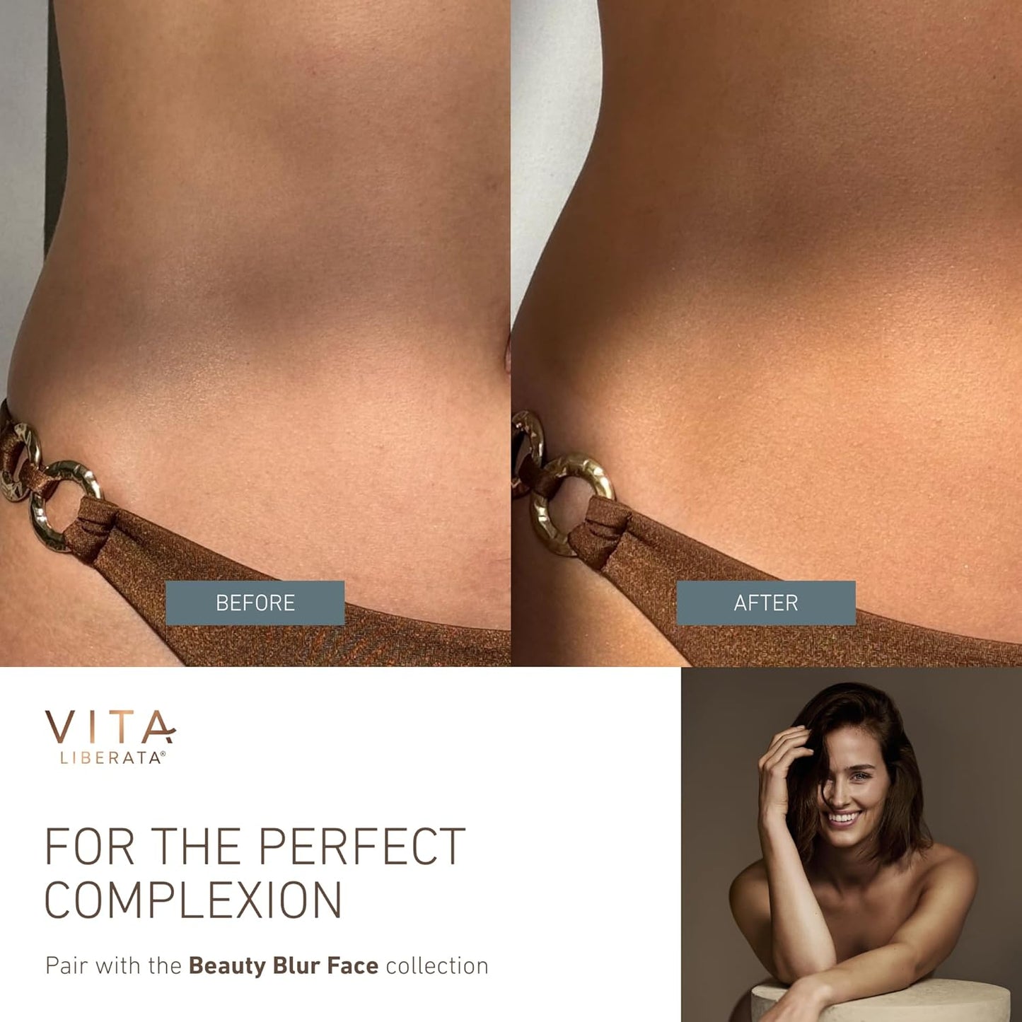 VITA LIBERATA Everyday Body Blur Drops - Medium 1.59 Fl Oz | Water-Resistant Body Makeup for Matte Satin Finish